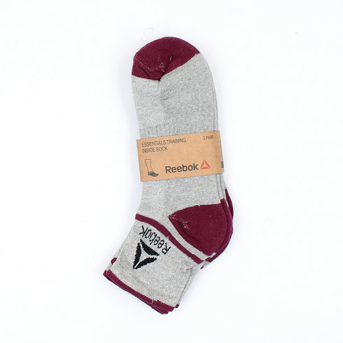 Reebok Ankle Socks Pack of 3 Grey & Maroon